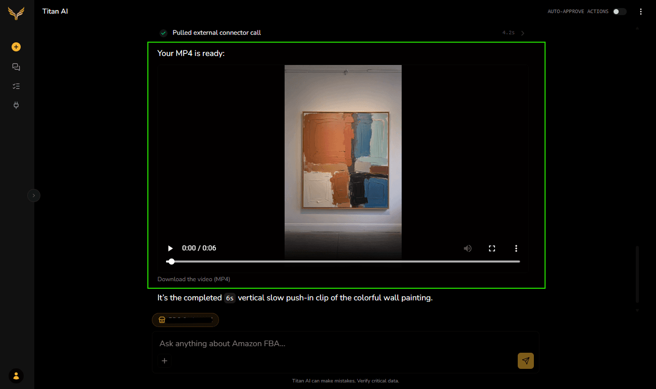 A generated video playing inline in the chat.